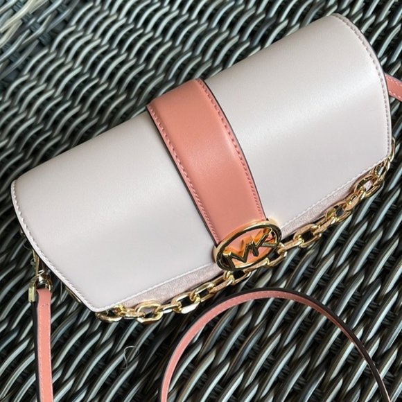 Michael Kors Carmen Small Monogram Flap Crossbody Sherbert Color - Picture 4 of 16